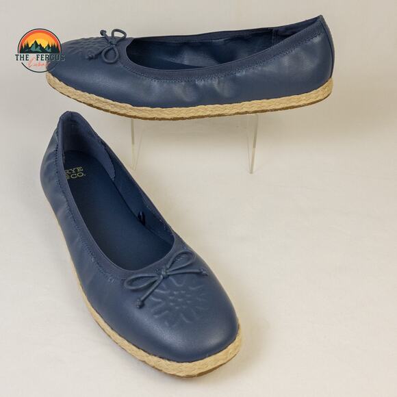 Frye and Co Willow Ballet Flat Set Of 2 Tan Navy Espadrilles Slip On Women Sz 10 - Picture 6 of 16